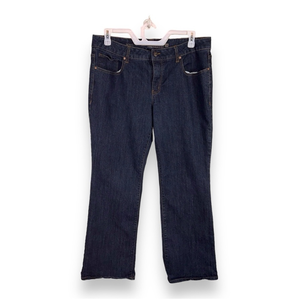 SIZE 18 DARK DENIM BOOTCUT JEANS FADED GLORY WESTERN CASUAL STRETCH